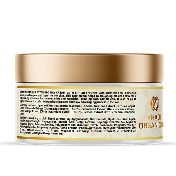 Khadi Organique Vitamin C Day Cream With SPF 30 For Dark Spots & Dull Skin - 50gm