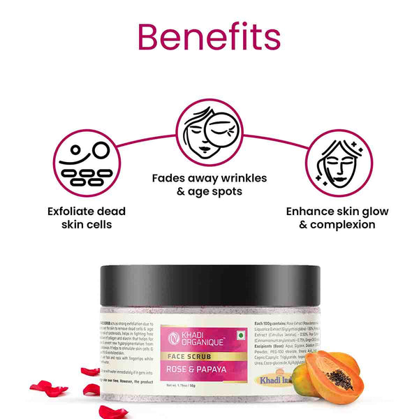 Khadi Organique Rose & Papaya Face Scrub
