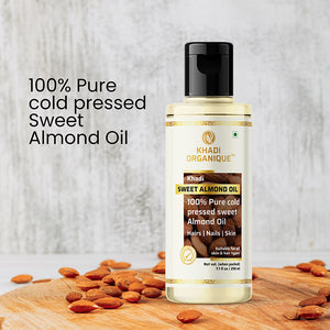 Khadi Organique Sweet Almond Oil (100% Cold Pressed Oil)-210ml