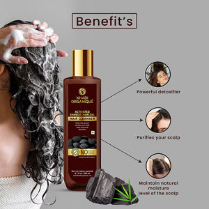 Khadi Organique Activated Bamboo Charcoal Hair Cleanser/Shampoo - SLS And Paraben Free-200 ml