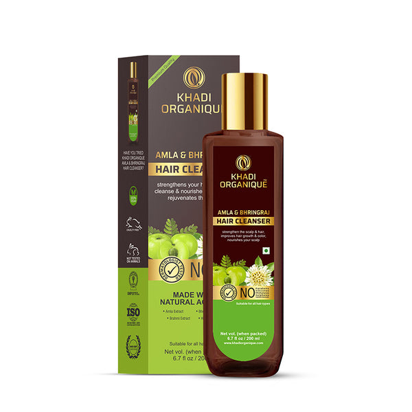 Khadi Organique Amla & Bhringraj Hair Cleanser/Shampoo - SLS and Paraben Free-200 ml