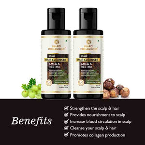 Khadi Organique Amla & Reetha Hair Cleanser - Pack of 2