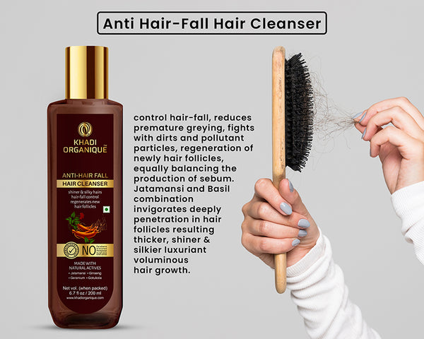 Khadi Organique Anti Hair Fall Cleanser/Shampoo - SLS And Paraben Free-200 ml