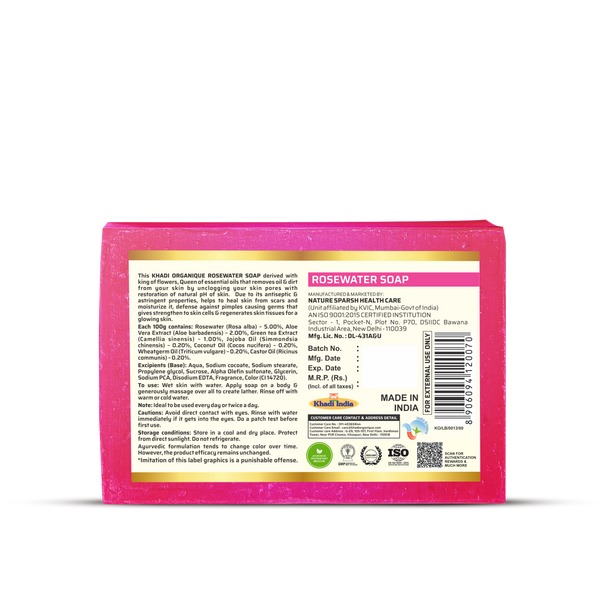 Khadi Organique Rosewater Soap (Pack Of 3)