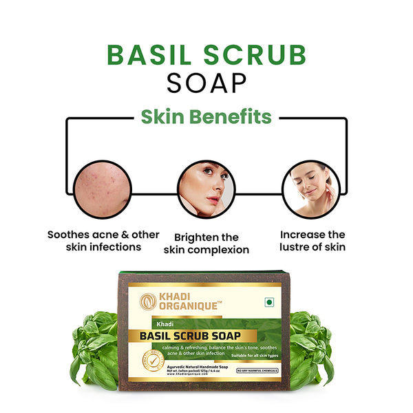 Khadi Organique Basil Scrub Soap Combo Kit