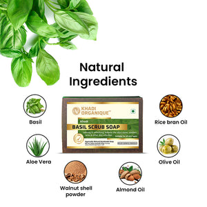 Khadi Organique Basil Scrub Soap Combo Kit