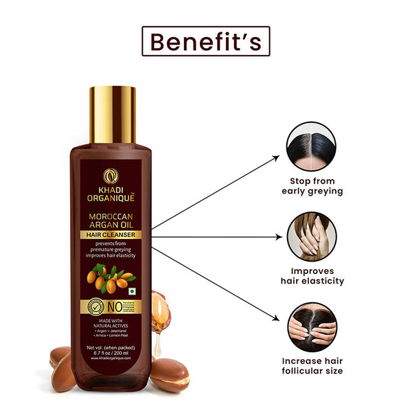 Khadi Organique Moroccan Argan Oil Hair Cleanser/Shampoo - SLS And Paraben Free-200 ml