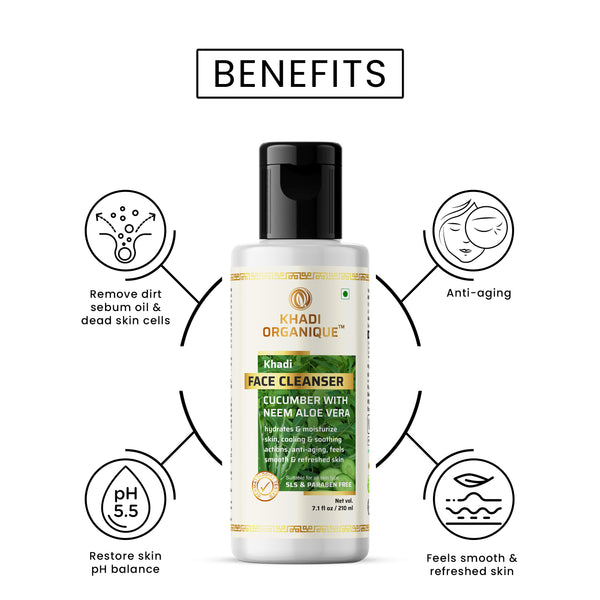 Khadi Organique Cucumber With Neem Aloe Vera Face Cleanser
