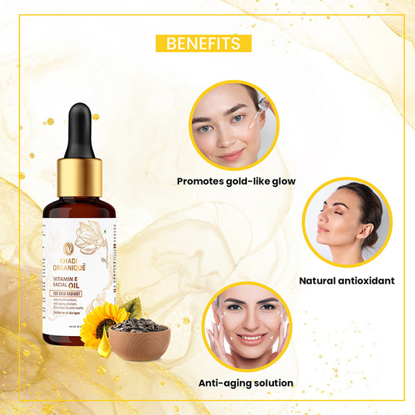 Khadi Organique Vitamin E Facial Oil for Skin Glowing - 30ml