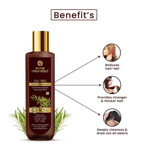 Khadi Organique Tea Tree Hair Cleanser/Shampoo - SLS And Paraben Free-200 ml