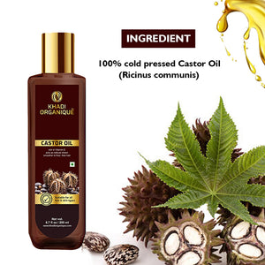 Khadi Organique Castor Oil (100% Cold Pressed Oil) - 200 ml