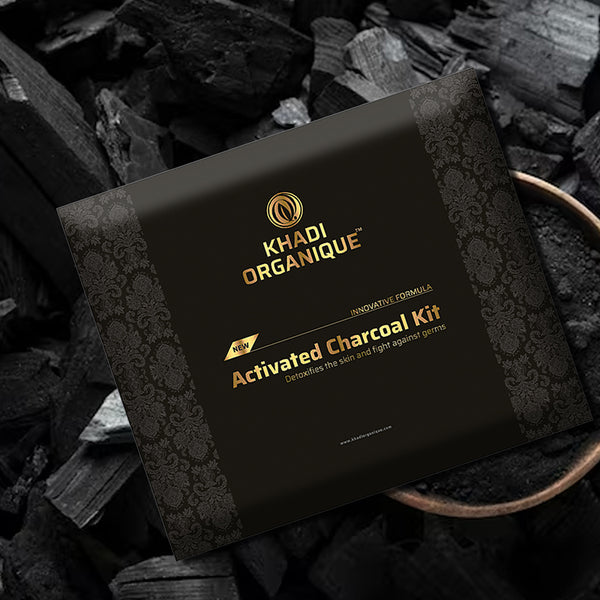 Khadi Organique Activated Charcoal Face Wash, Scrub & Peel Off Mask Gift Kit