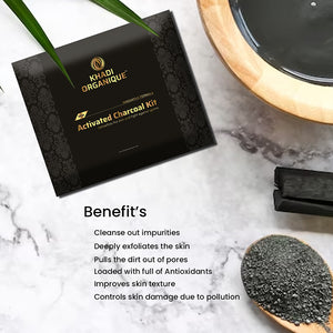 Khadi Organique Activated Charcoal Face Wash, Scrub & Peel Off Mask Gift Kit