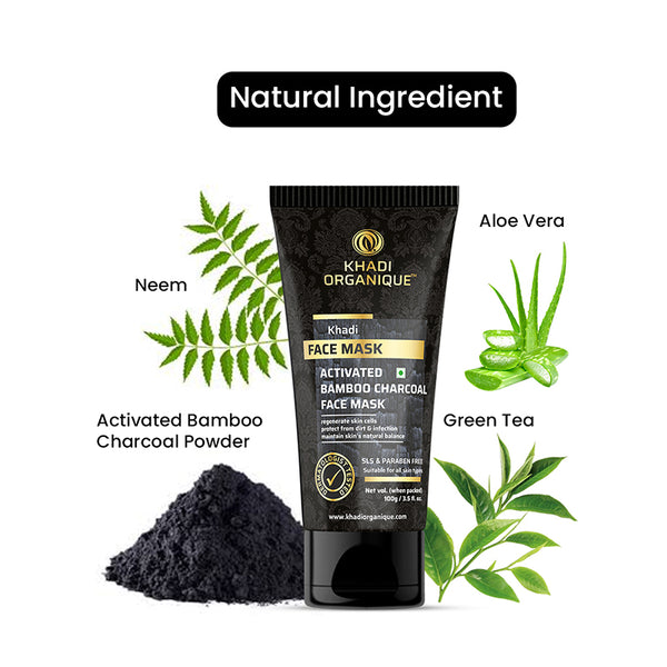 Khadi Organique Activated Bamboo Charcoal Face Mask - SLS And Paraben Free