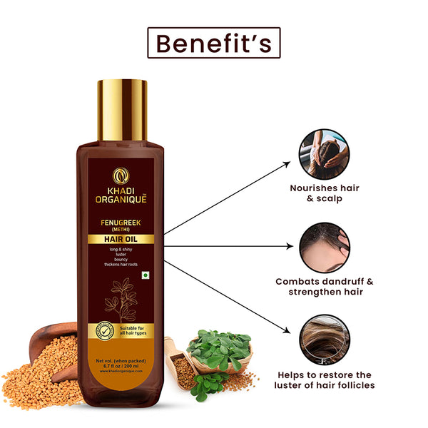 Khadi Organique Fenugreek (Methi) Hair Oil-200 ml
