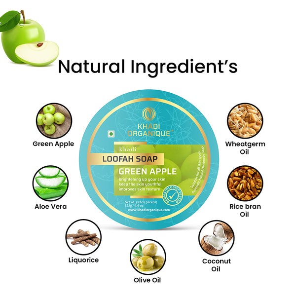 Khadi Organique Green Apple Loofah Soap
