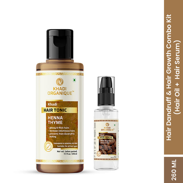 Khadi Organique Henna Thyme Hair Tonic & Hair Serum For Hair Dandruff & Hair Growth