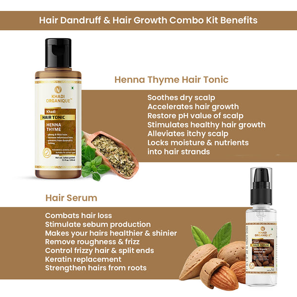 Khadi Organique Henna Thyme Hair Tonic & Hair Serum For Hair Dandruff & Hair Growth