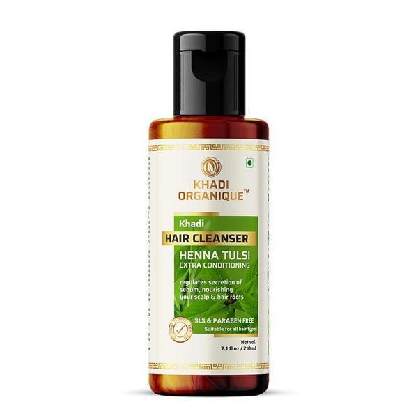 Khadi Organique Henna Tulsi Extra Conditioning Hair Cleanser (Shampoo) - SLS And Paraben Free - 210ml