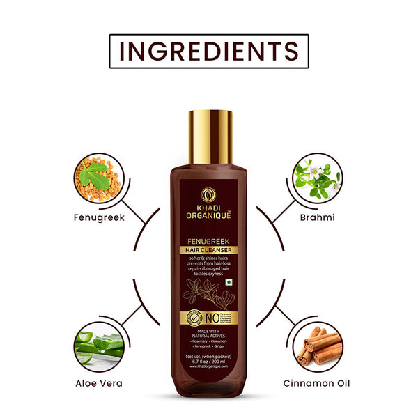 Khadi Organique Fenugreek Hair Cleanser/Shampoo - SLS And Paraben Free-200 ml