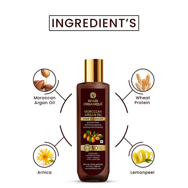 Khadi Organique Moroccan Argan Oil Hair Cleanser/Shampoo - SLS And Paraben Free-200 ml