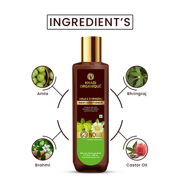 Khadi Organique Amla Bhringraj Hair Conditioner  - SLS And Paraben Free-200 ml