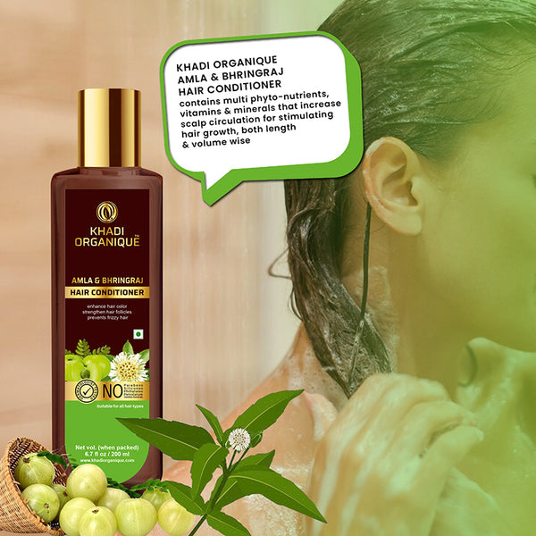 Khadi Organique Amla Bhringraj Hair Conditioner  - SLS And Paraben Free-200 ml