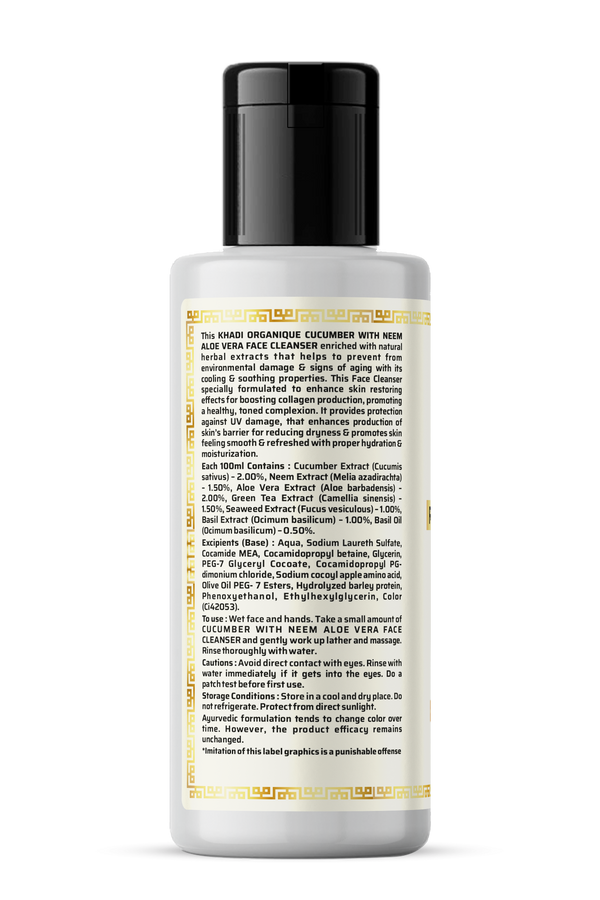Khadi Organique Cucumber With Neem Aloe Vera Face Cleanser
