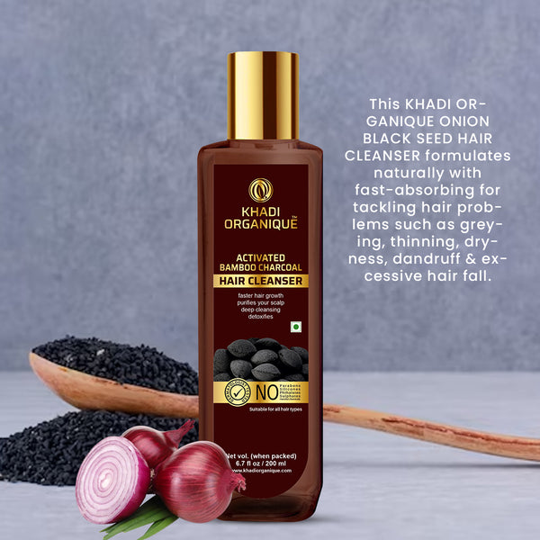 Khadi Organique Onion Black Seed Hair Cleanser/Shampoo - SLS And Paraben Free-200 ml