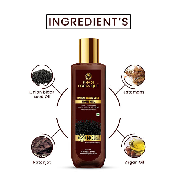Khadi Organique Onion Black Seed Hair Oil-200 ml