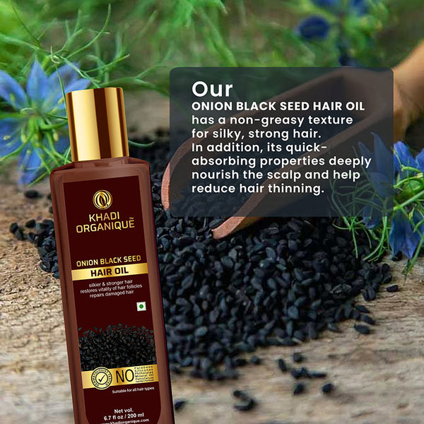 Khadi Organique Onion Black Seed Hair Oil-200 ml
