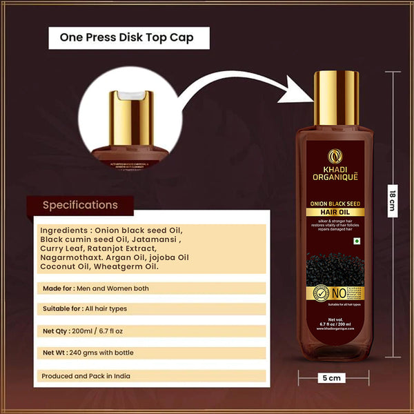 Khadi Organique Onion Black Seed Hair Oil-200 ml