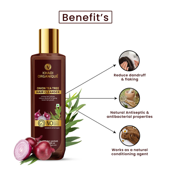 Khadi Organique Onion Tea Tree Hair Cleanser/Shampoo - SLS And Paraben Free-200 ml
