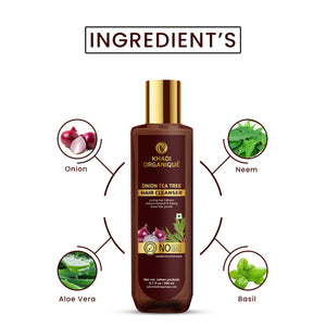 Khadi Organique Onion Tea Tree Hair Cleanser/Shampoo - SLS And Paraben Free-200 ml