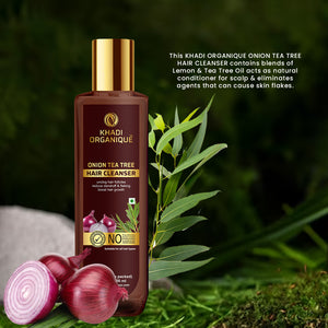Khadi Organique Onion Tea Tree Hair Cleanser/Shampoo - SLS And Paraben Free-200 ml