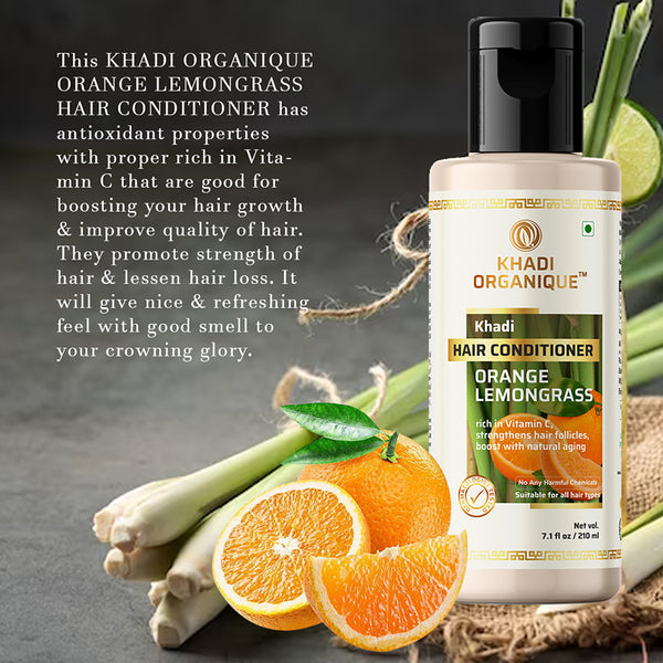 Khadi Organique Orange & Lemongrass Hair Conditioner - 210ml