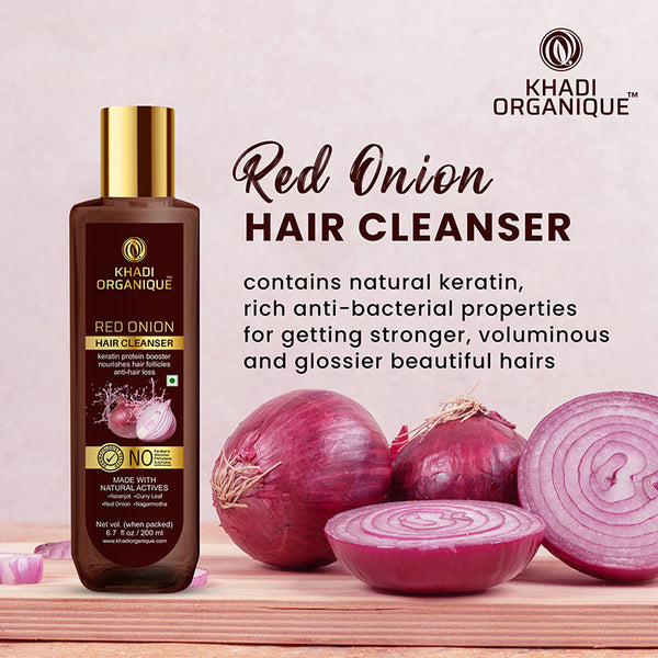 Khadi Organique Red Onion Hair Cleanser/Shampoo - SLS And Paraben Free-200 ml
