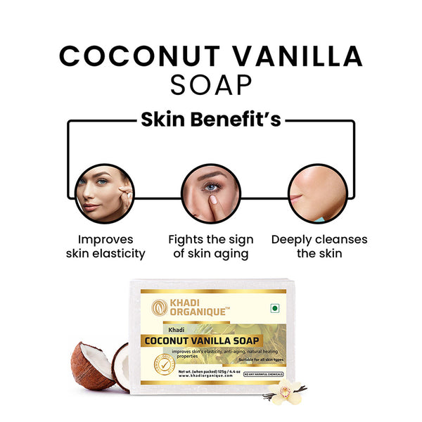 KHADI ORGANIQUE COCONUT VANILLA SOAP (Pack Of 3)