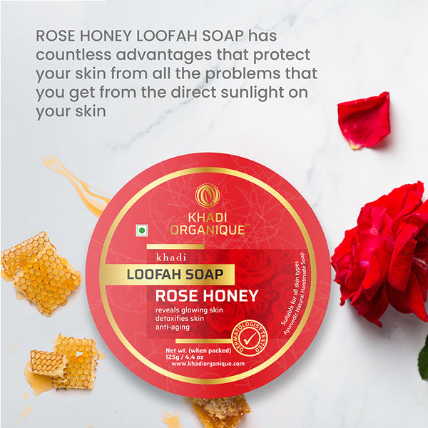 Khadi Organique Rose Honey Loofah Soap