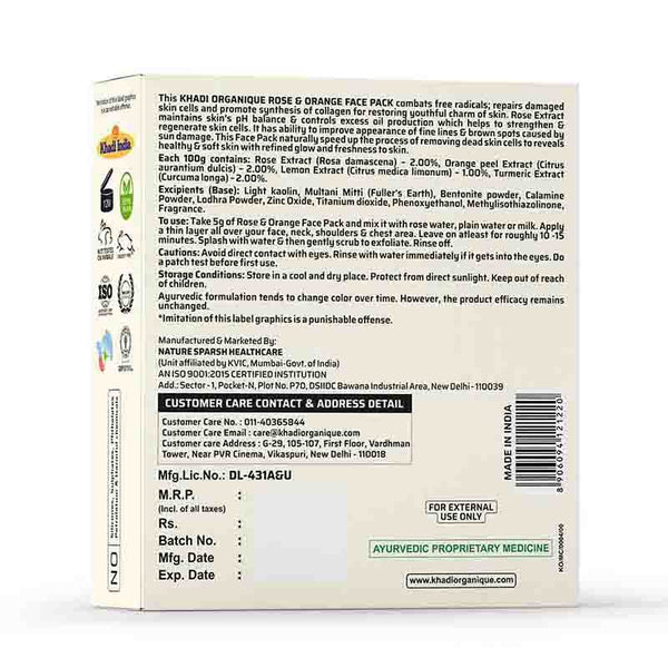 Khadi Organique Rose & Orange Face Pack