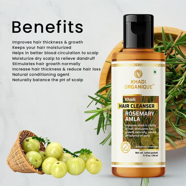 Khadi Organique Rosemary Amla Hair Cleanser (Shampoo) -210 ml