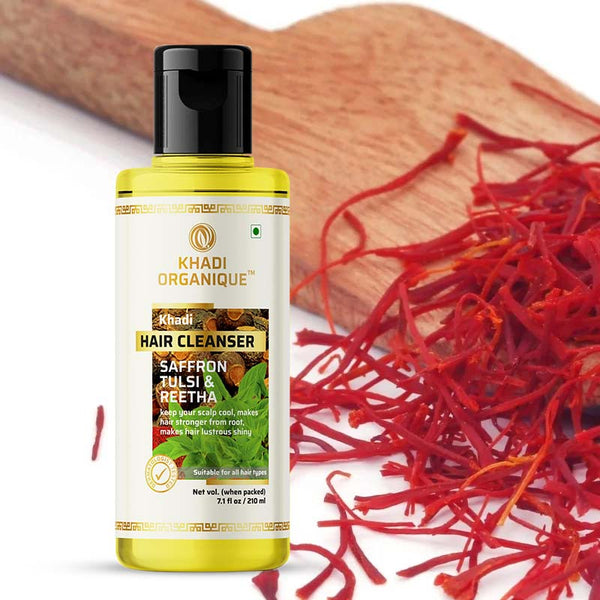 Khadi Organique Saffron,Tulsi & Reetha Hair Cleanser(Shampoo) - 210ml