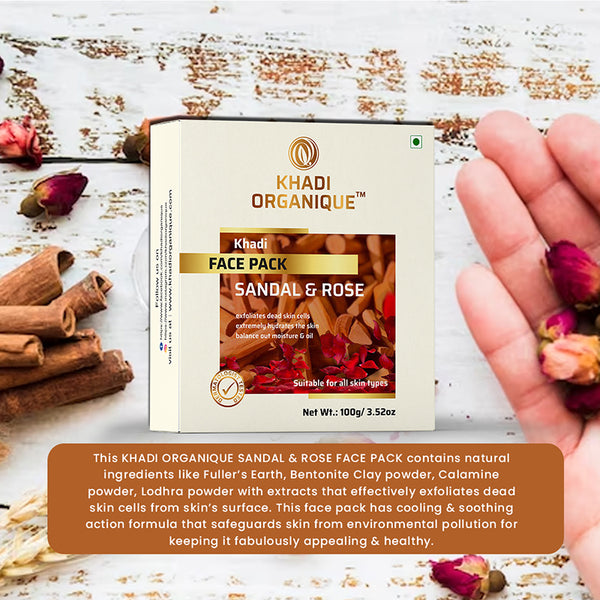 Khadi Organique Sandal & Rose Face Pack