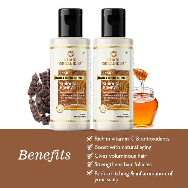 Khadi Organique Shikakai & Honey Hair Conditioner SLS Free - Pack of 2