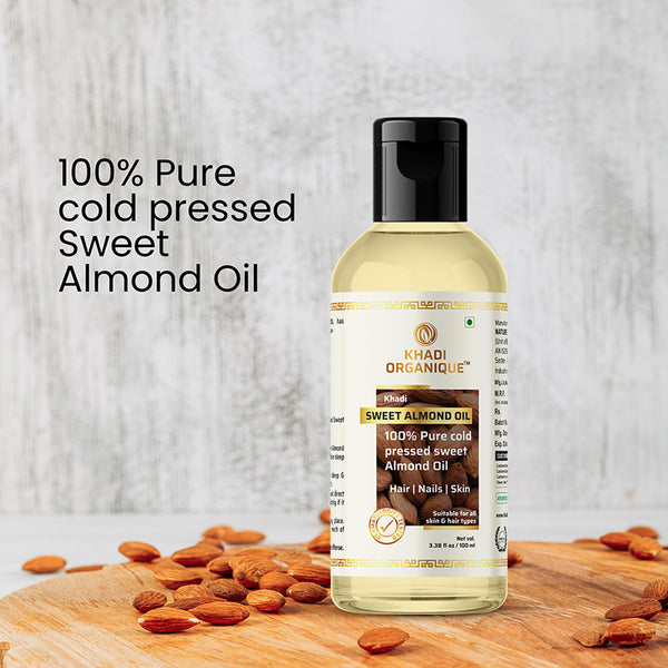 Khadi Organique Sweet Almond Oil (100% Cold Pressed Oil) 100ml