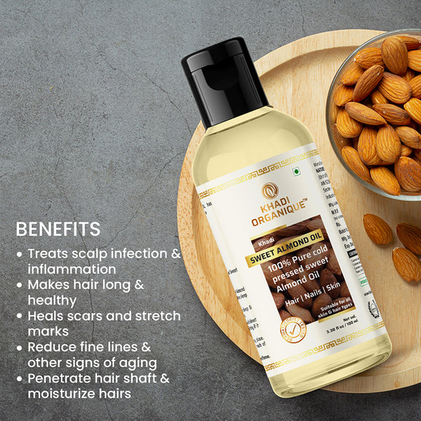 Khadi Organique Sweet Almond Oil (100% Cold Pressed Oil) 100ml