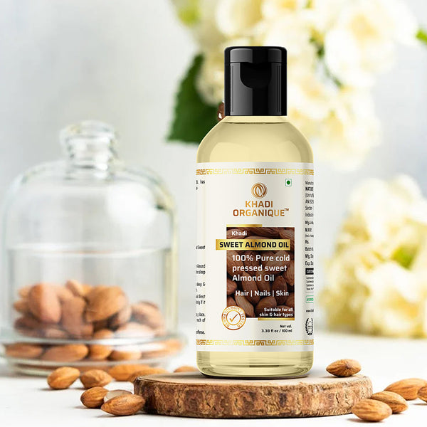 Khadi Organique Sweet Almond Oil (100% Cold Pressed Oil) 100ml