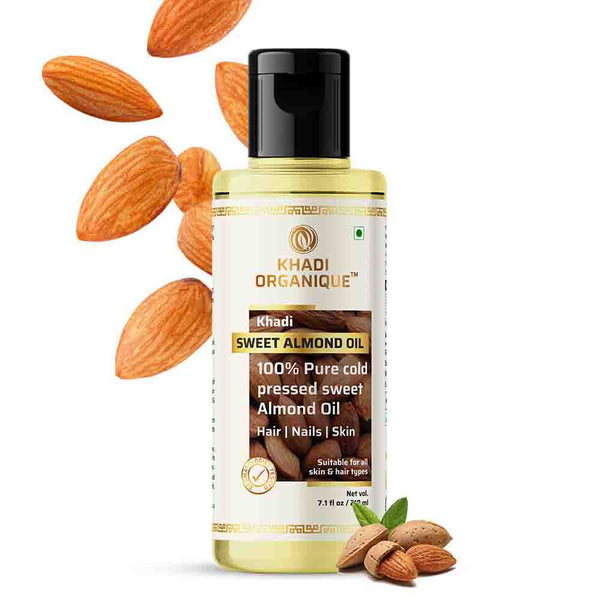 Khadi Organique Sweet Almond Oil (100% Cold Pressed Oil)-210ml