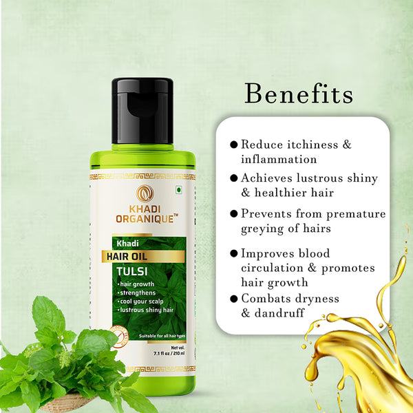 Khadi Organique Tulsi Hair Oil -210ml
