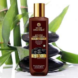 Khadi Organique Activated Bamboo Charcoal Hair Cleanser/Shampoo - SLS And Paraben Free-200 ml